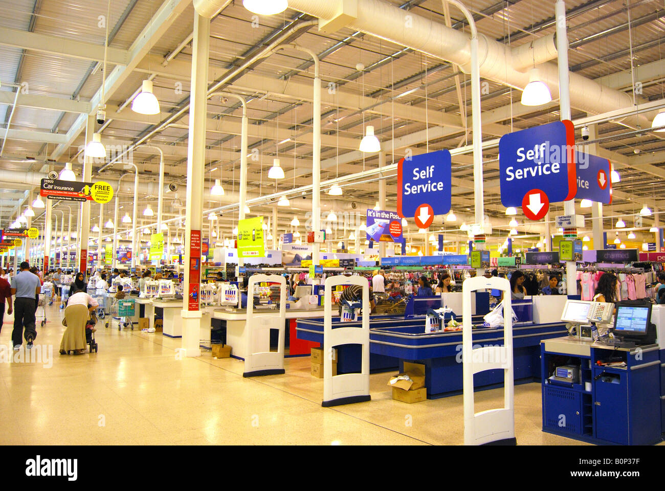 Tesco Superstore interior, Slough, Berkshire, England, United Kingdom
