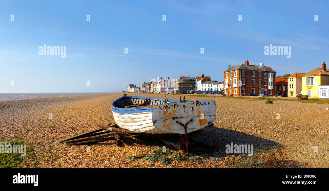 Old fishing boat on the beach at Aldeburgh Suffolk Stock Photo