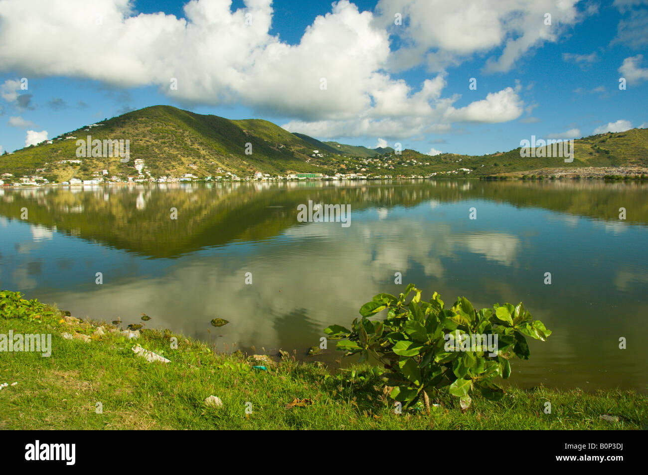 The Great Salt Pond at Philipsburg Sint Maarten Netherland Antilles Stock Photo