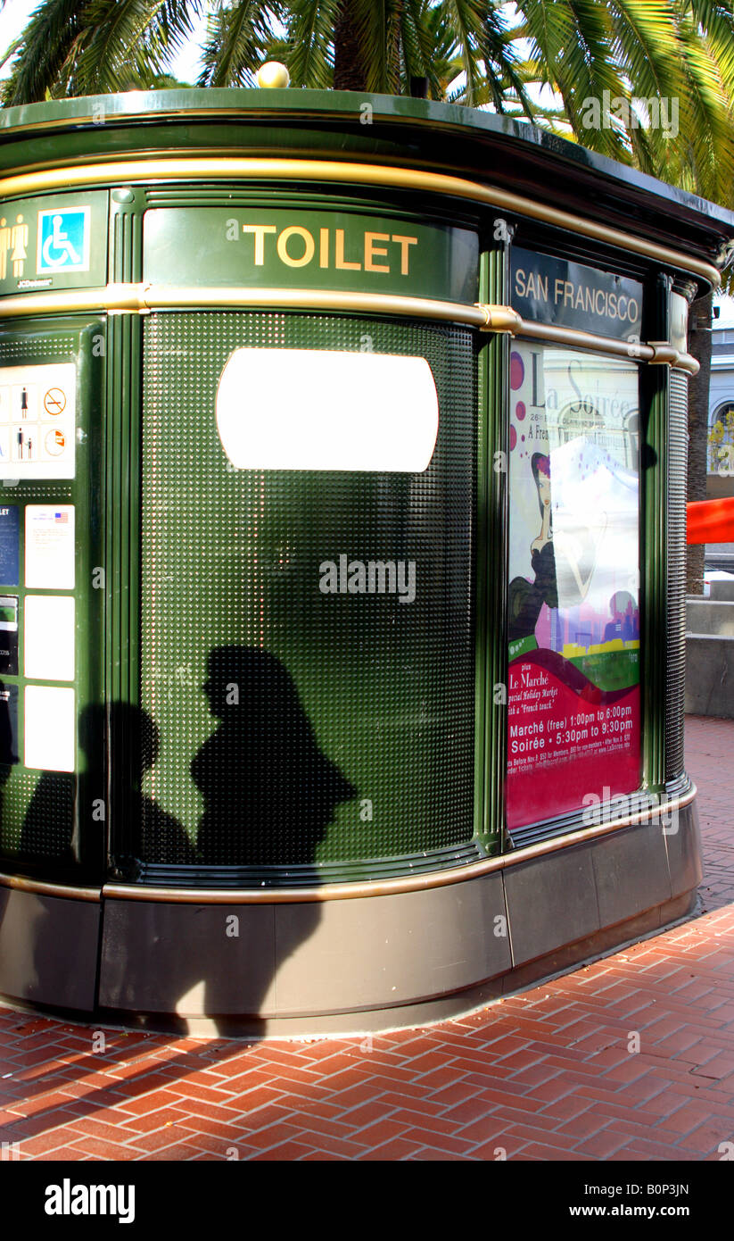 Portable public restroom in downtown San Francisco, California, USA