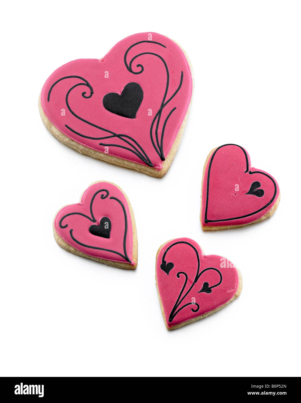 pink heart shaped valentine biscuits Stock Photo