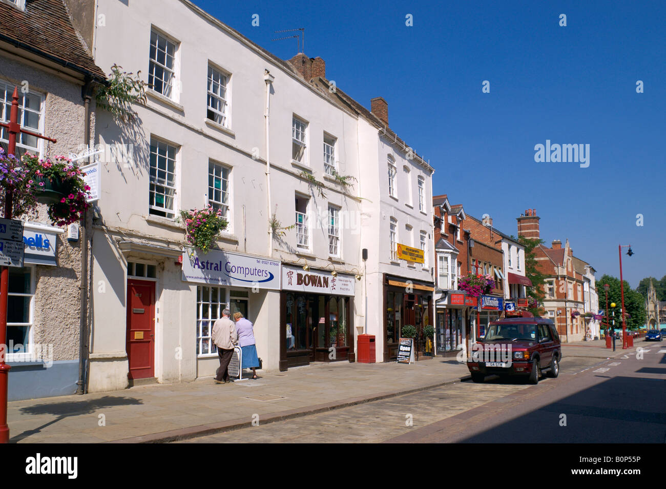 High Street shops Daventry Northamptonshire England Stock Photo