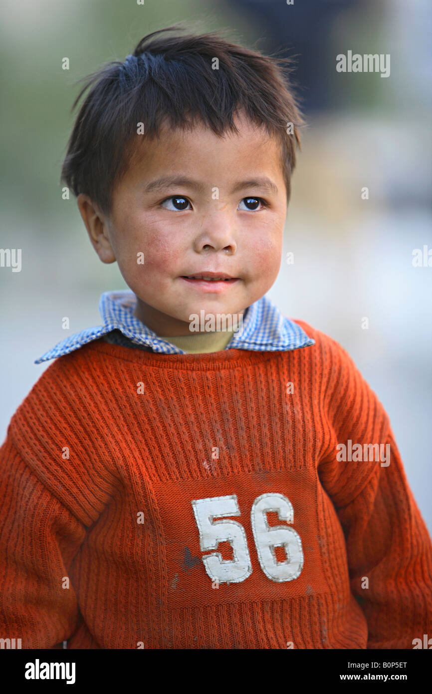 A boy at Leh Ladakh, Jammu and Kashmir, India Stock Photo