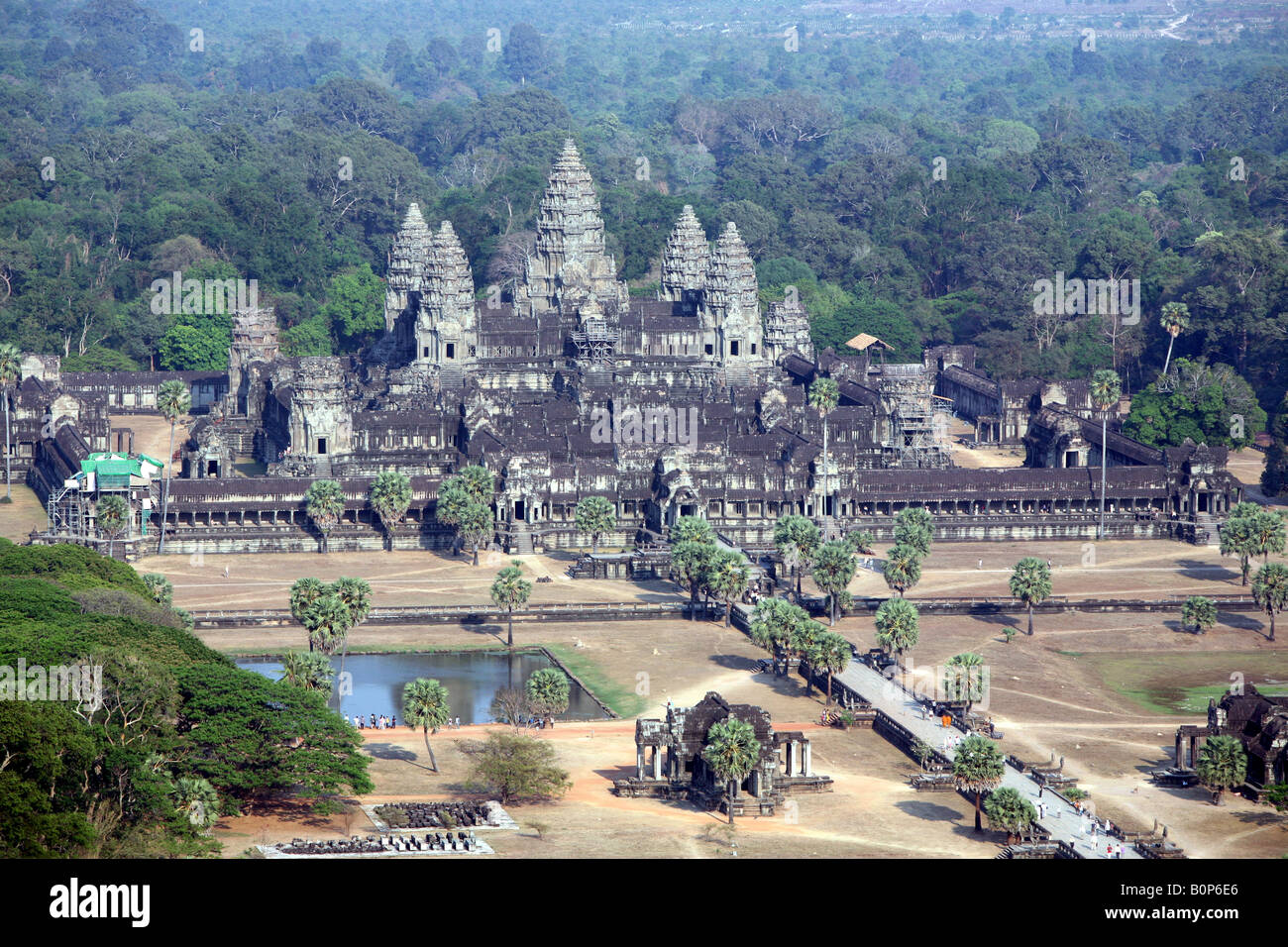 Aerial view of Angkor Wat and its moat built by Suryavarman 2nd 1000 ...