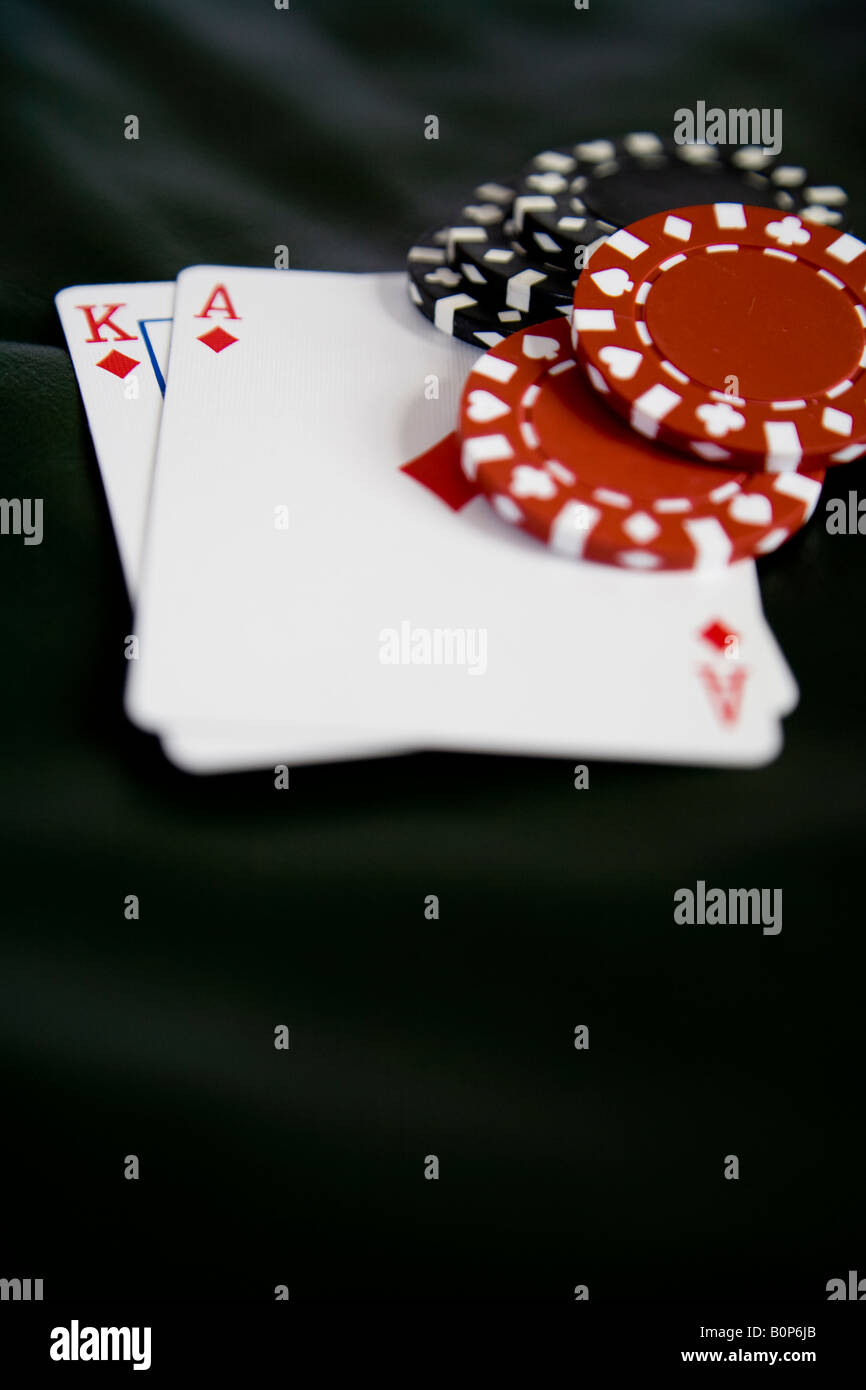 Poker Chips and cards Stock Photo Alamy