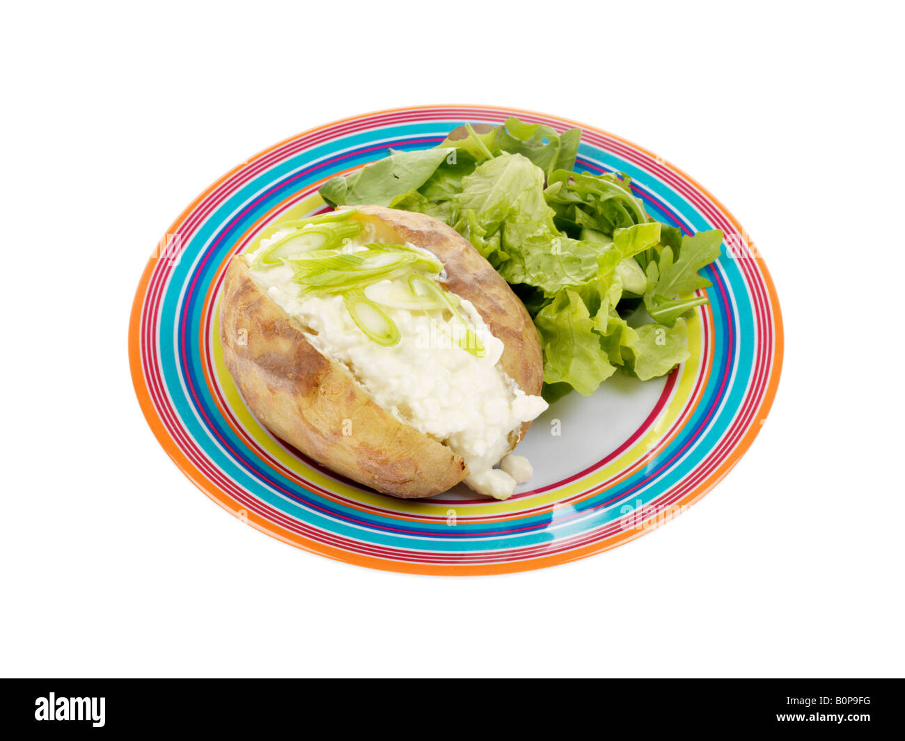 Jacket Potato with Cottage Cheese and Spring Onions Stock Photo Alamy