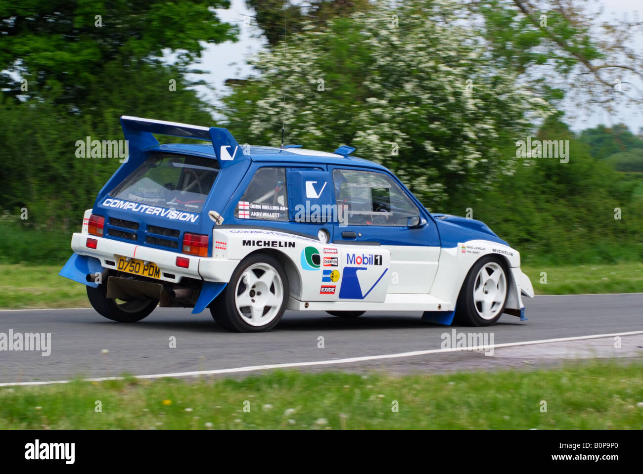 Computervision British Leyland MG Metro 6R4 Historic Rally Car at Curborough Sprint Track in Staffordshire England UK Stock Photo