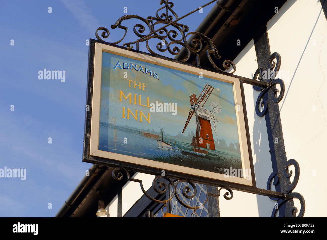 The Mill Inn Pub Sign - Aldeburgh Suffolk Stock Photo