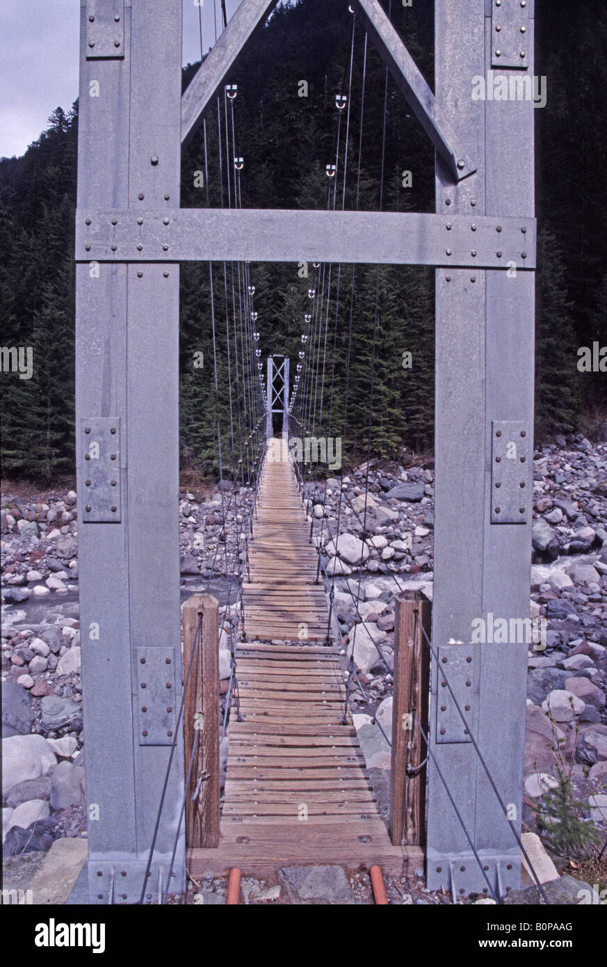 Suspension Bridge, Carbon River, Mt Rainier National Park, Washington