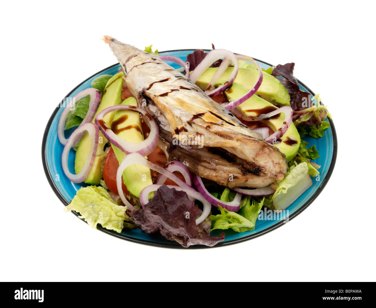 Grilled Mackerel Salad Stock Photo Alamy