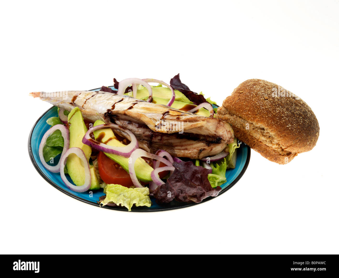 Grilled Mackerel Salad Stock Photo Alamy