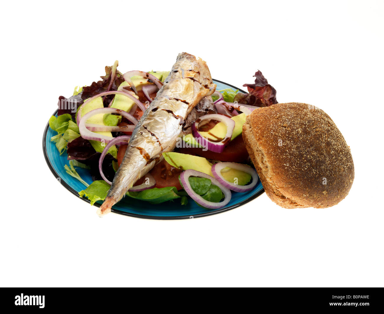 Grilled Mackerel Salad Stock Photo Alamy