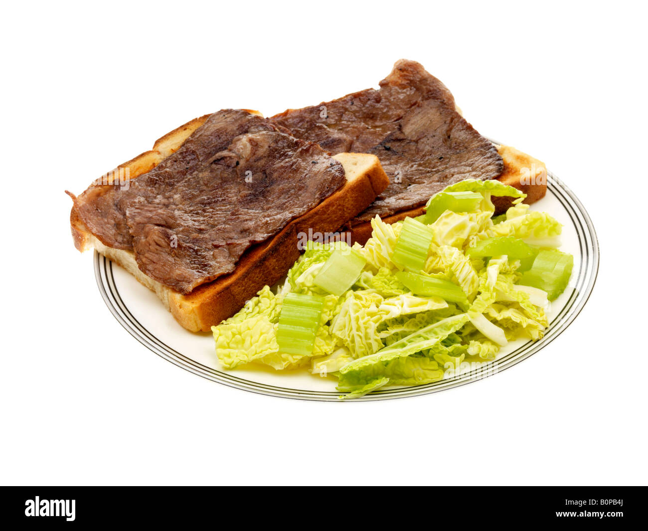 Fried Beef On Toast Stock Photo - Alamy