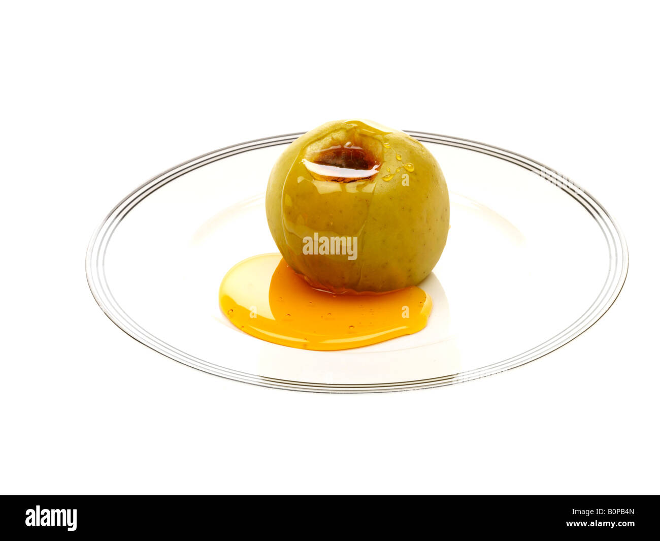 Baked Apple With Syrup Stock Photo Alamy