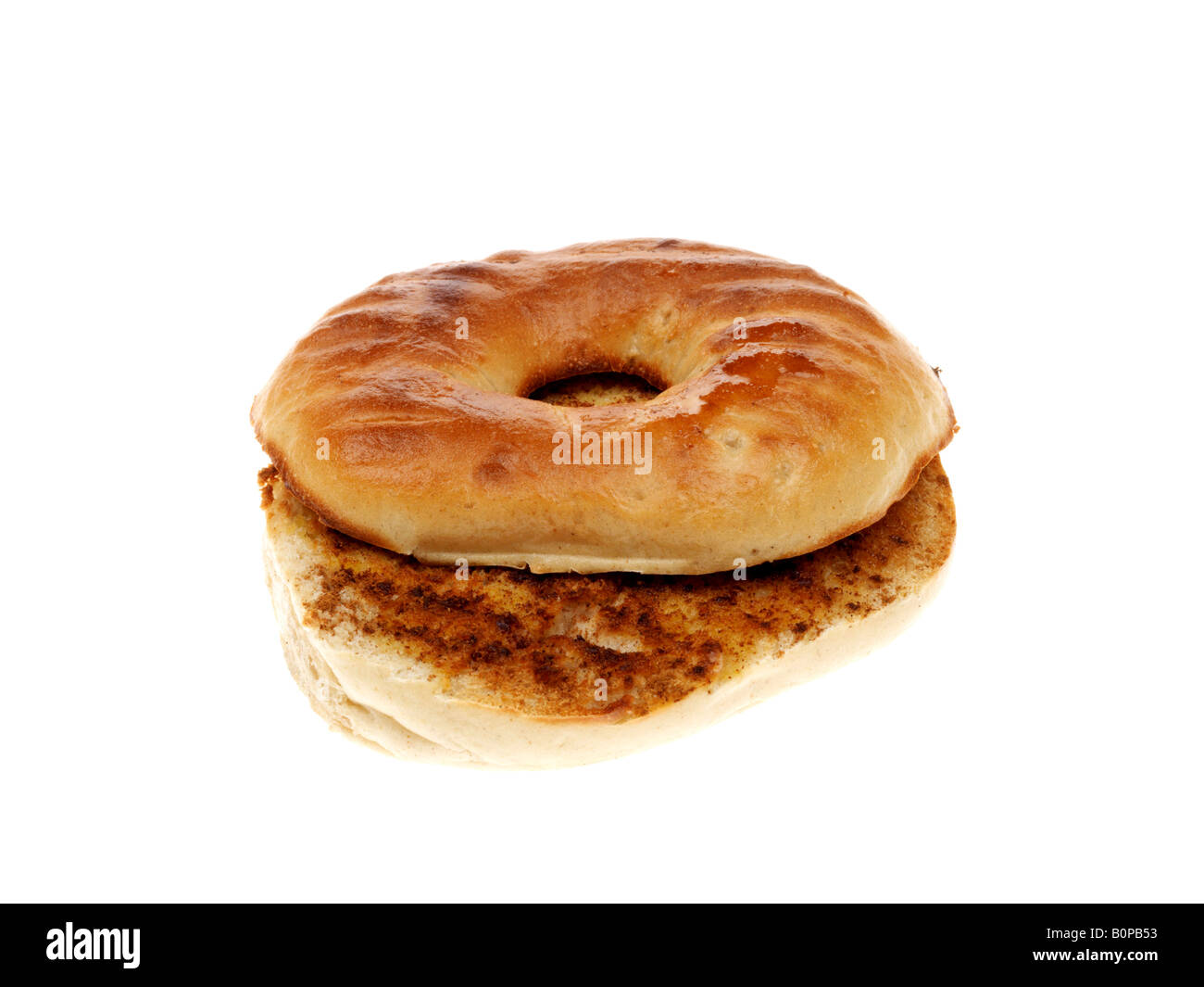 Toasted Bagel with Cinnamon Stock Photo