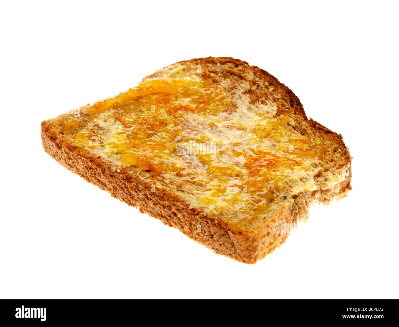 Fresh Sweet Wholemeal Toast With Marmalade Isolated Against A White Background With A Clipping Path And No People Stock Photo