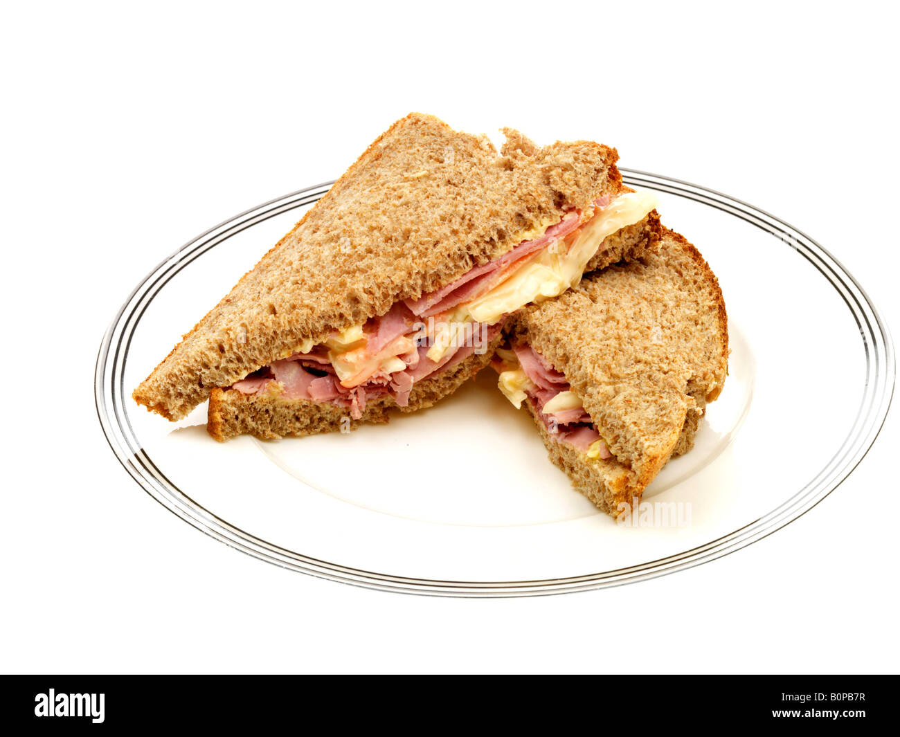 Wholemeal Ham Sandwich With Coleslaw Stock Photo Alamy