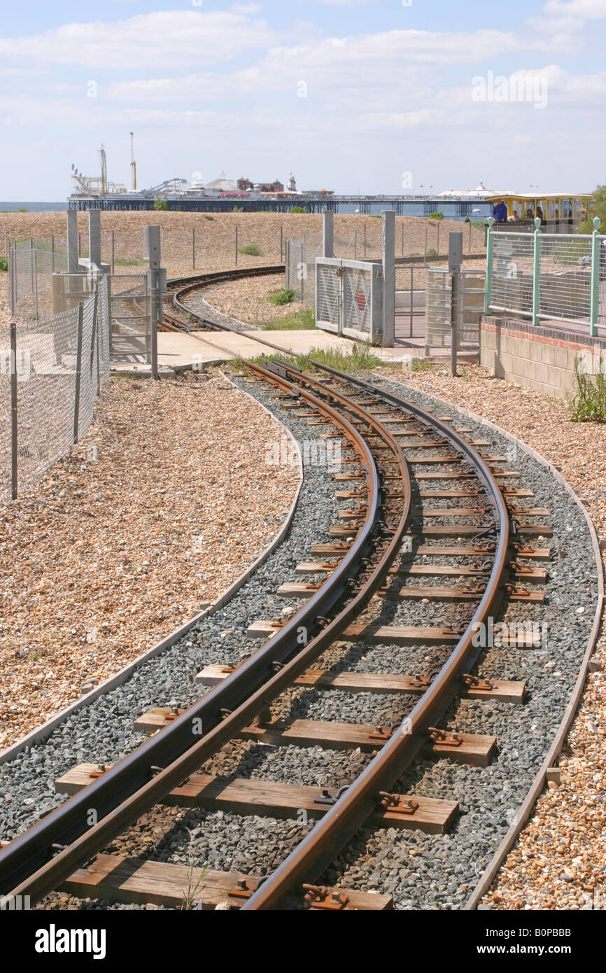 Track volks railway beach brighton palace pier brighton railway hires stock photography and
