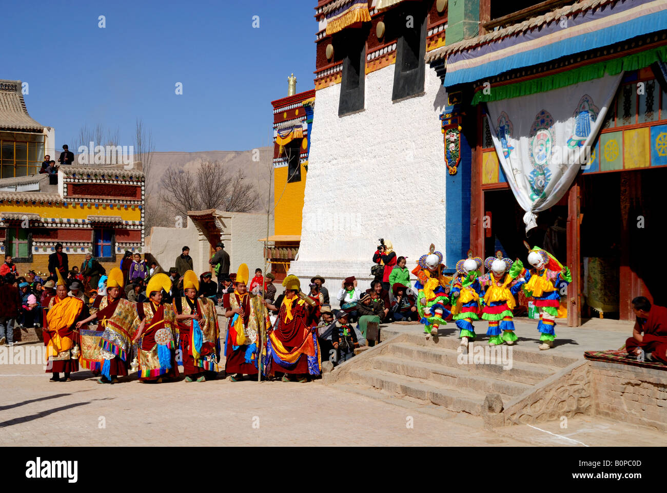 every year traditional Tibetan Buddhas Thangka festival in Tong Ren,Qinghai celebrate. Stock Photo