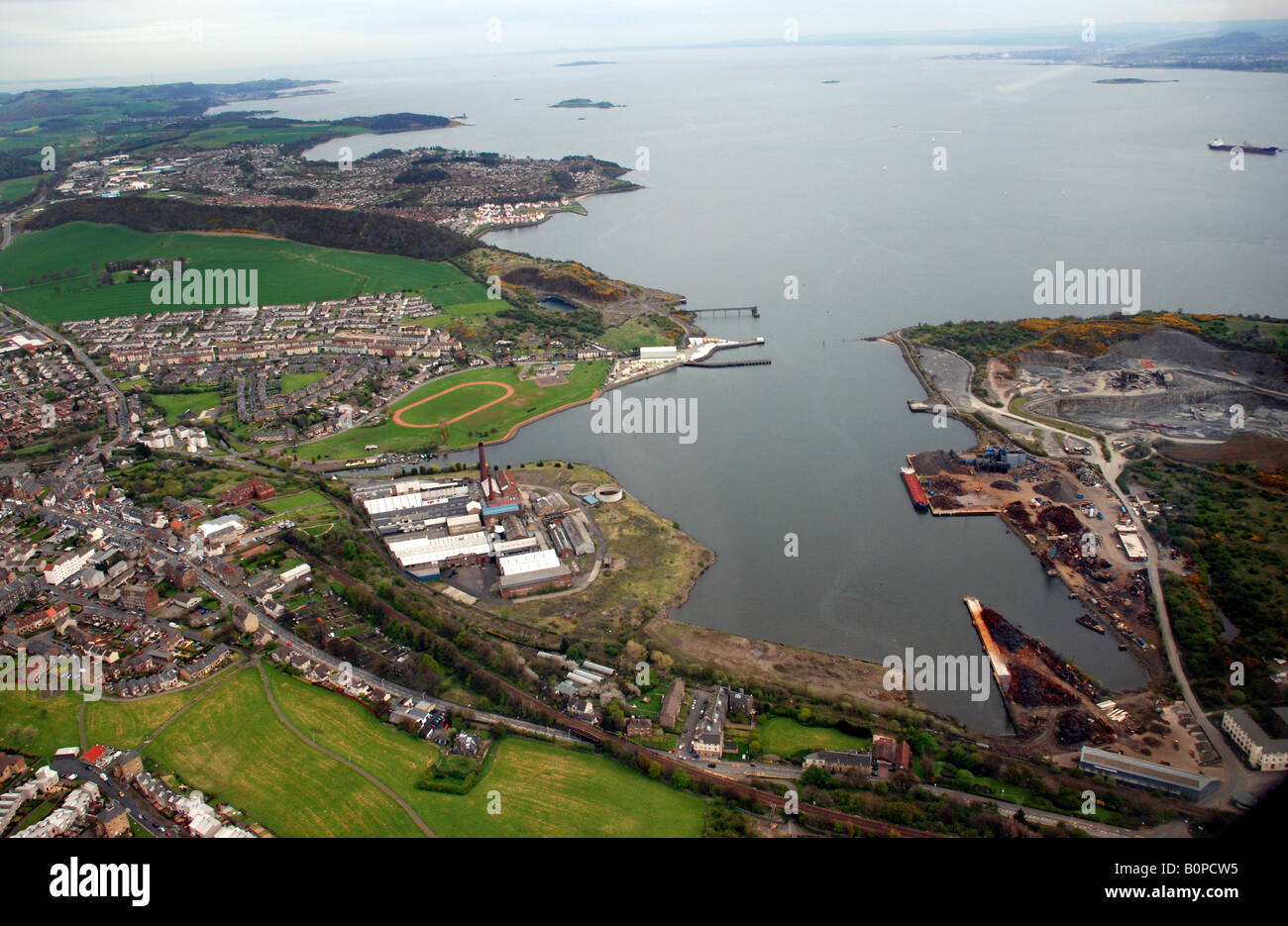 An aerial view of Inverkeithing Harbour in Fife, Scotland Stock Photo