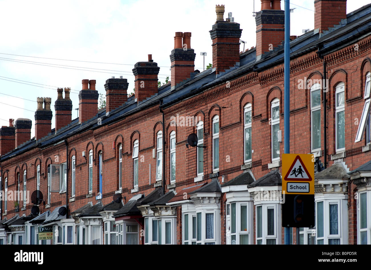 Terraced housing, Small Heath, Birmingham, West Midlands, England, UK
