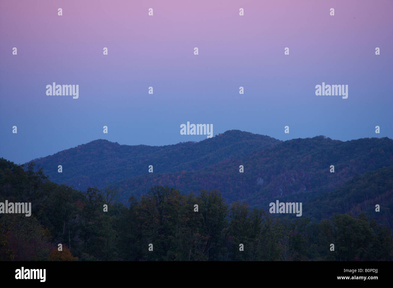 Sunrise in the mountains in fall Cumberland Mountains Stock Photo