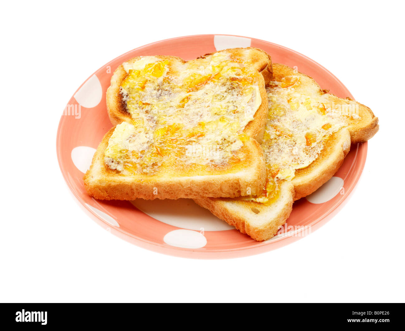 Buttered Toast With Marmalade Stock Photo