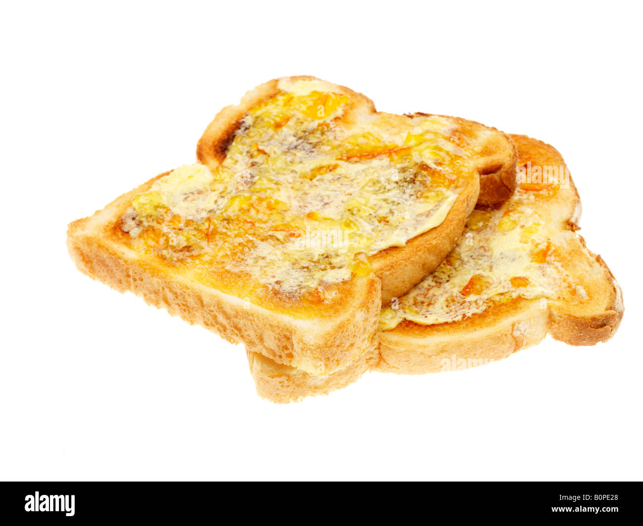 Buttered Toast With Marmalade Stock Photo