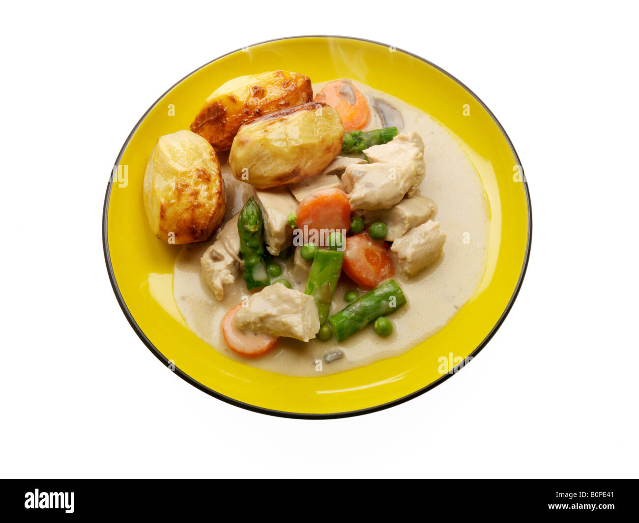Chicken Casserole With Roast Potatoes Stock Photo Alamy