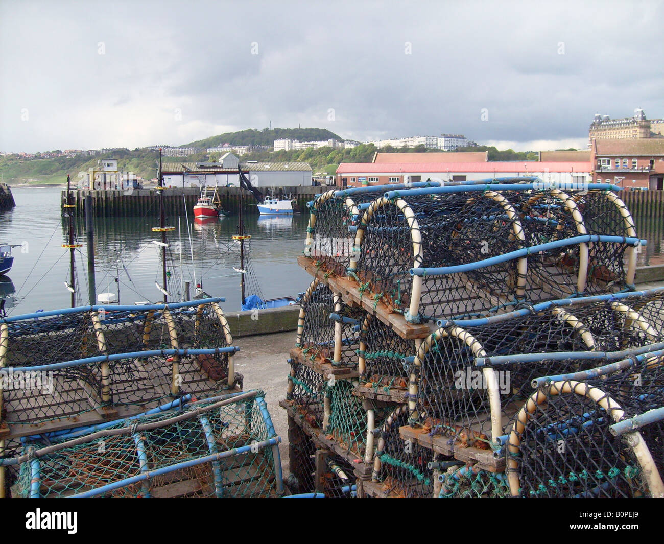 Lobster pots in Scarborough harbour, North Yorkshire, England. Stock Photo