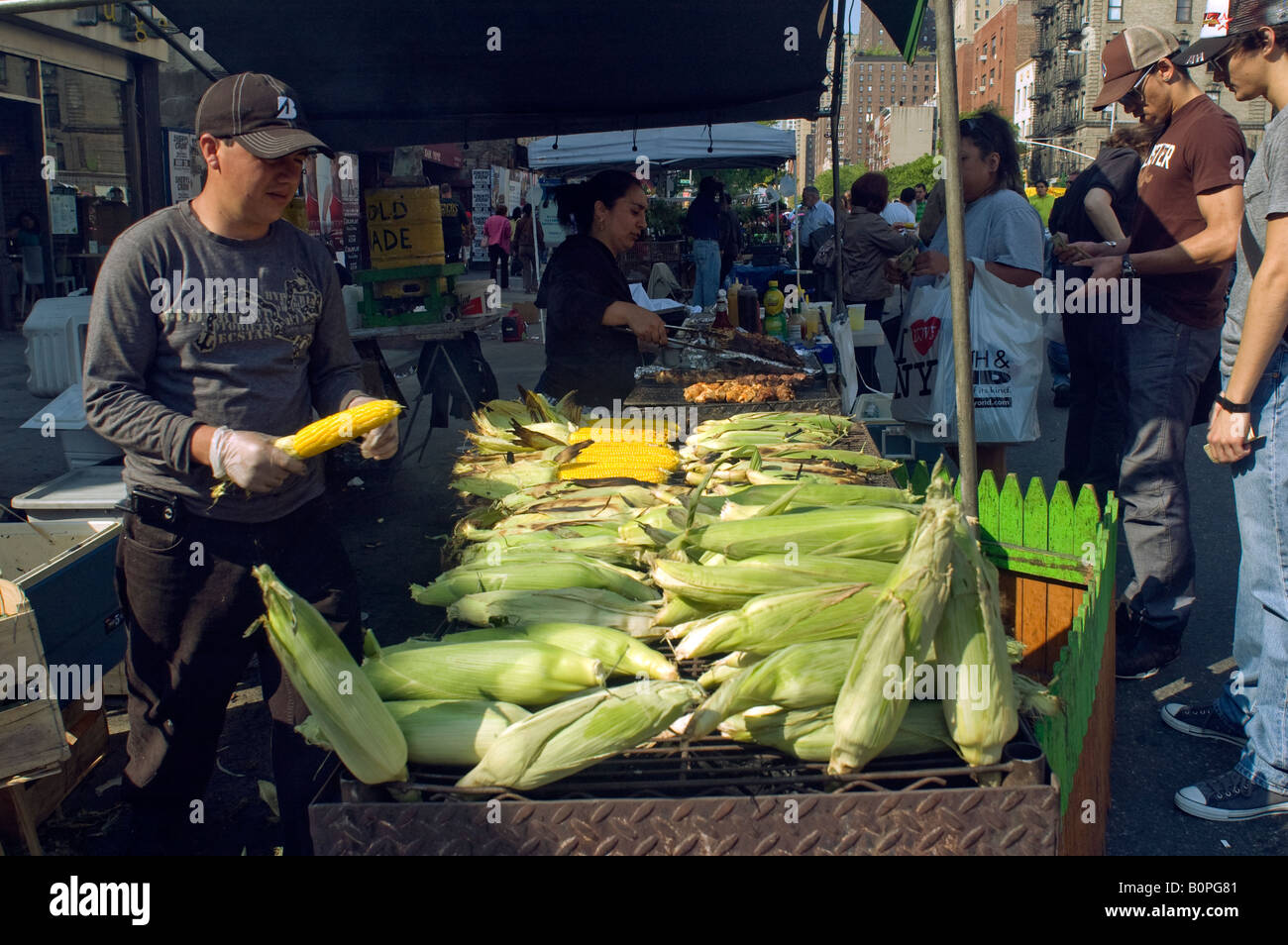 Grilled corn at the famous Ninth Avenue Food Festival in New York Stock Photo