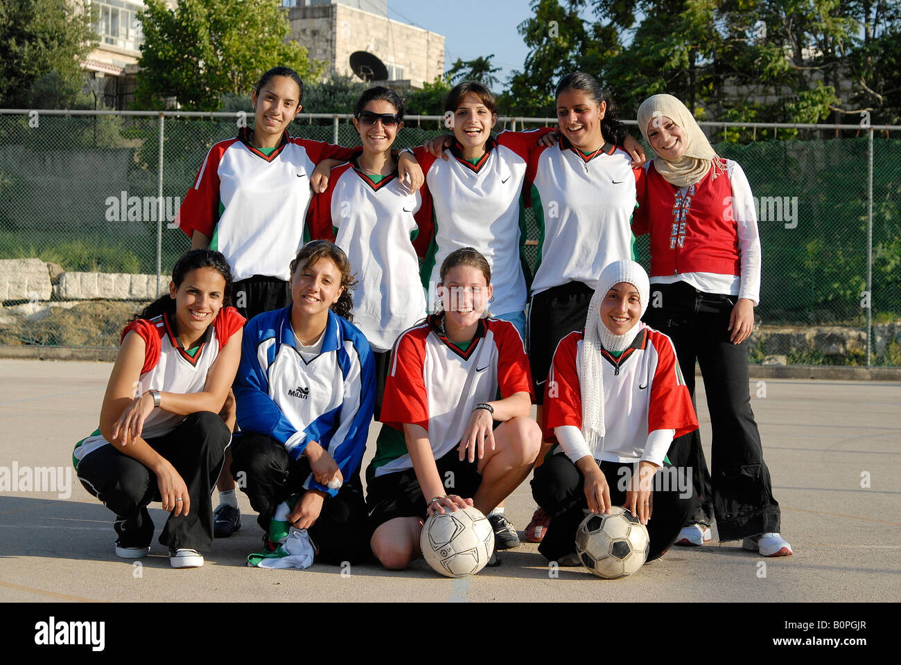 Palestinian National Women's Football Team training in Bethlehem Stock Photo