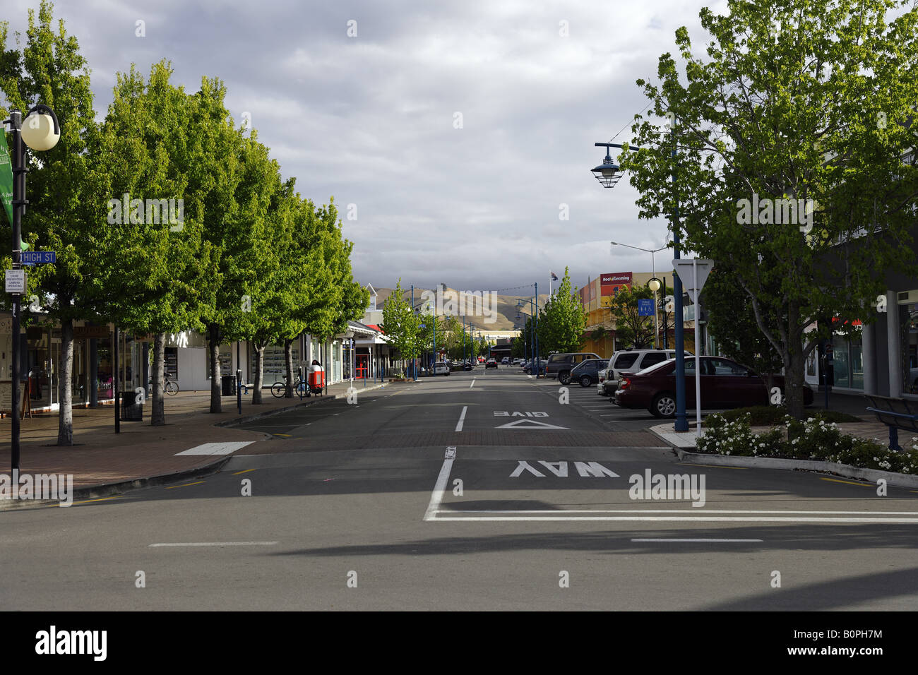 Queen Street in Blenheim town high street, New Zealand Stock Photo