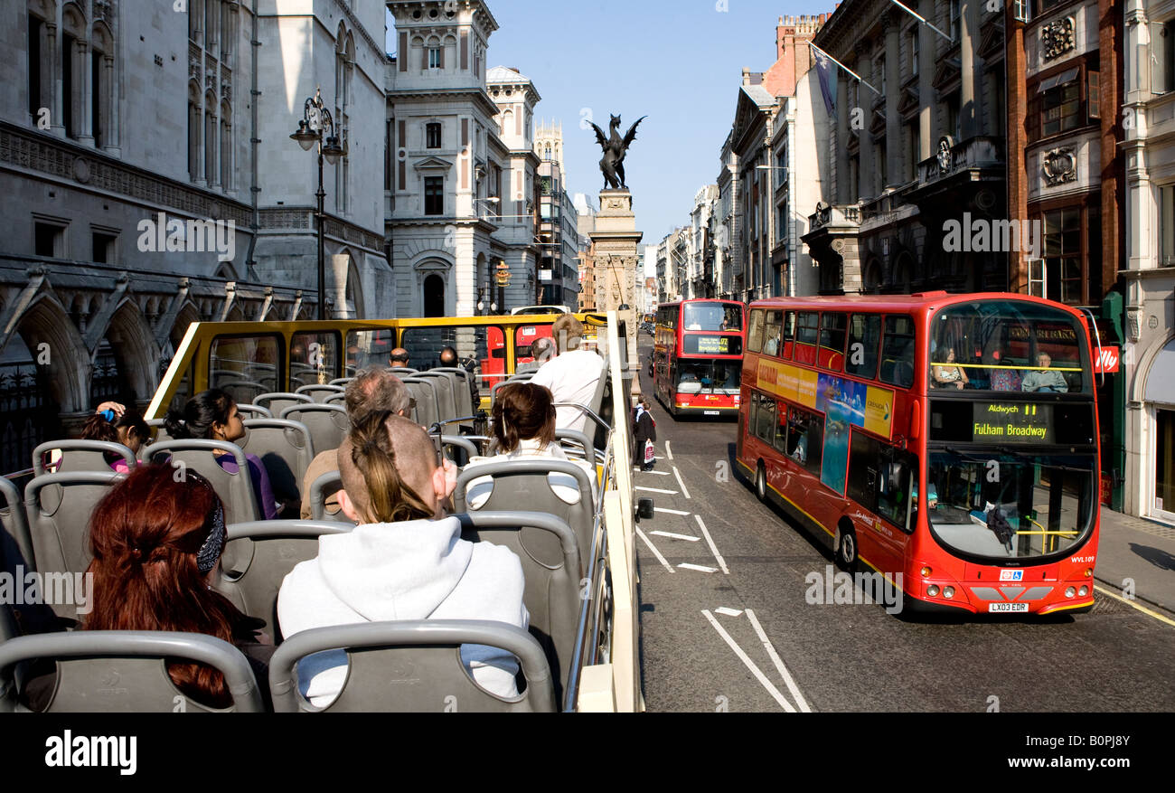 View  From An Open Top Tourist Bus Driving Down Fleet Street London UK Europe Stock Photo