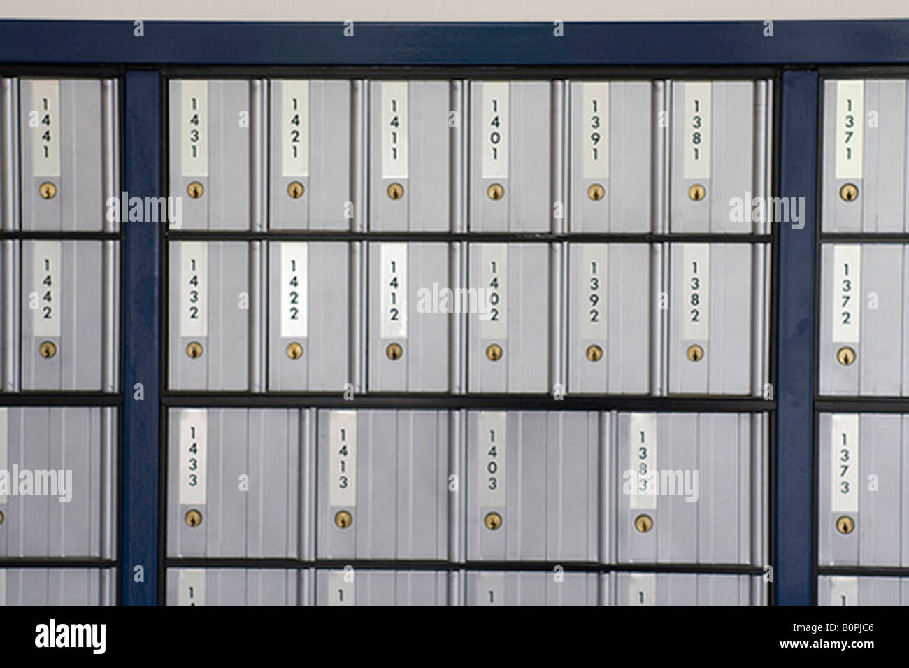 Bank of PO boxes Stock Photo Alamy