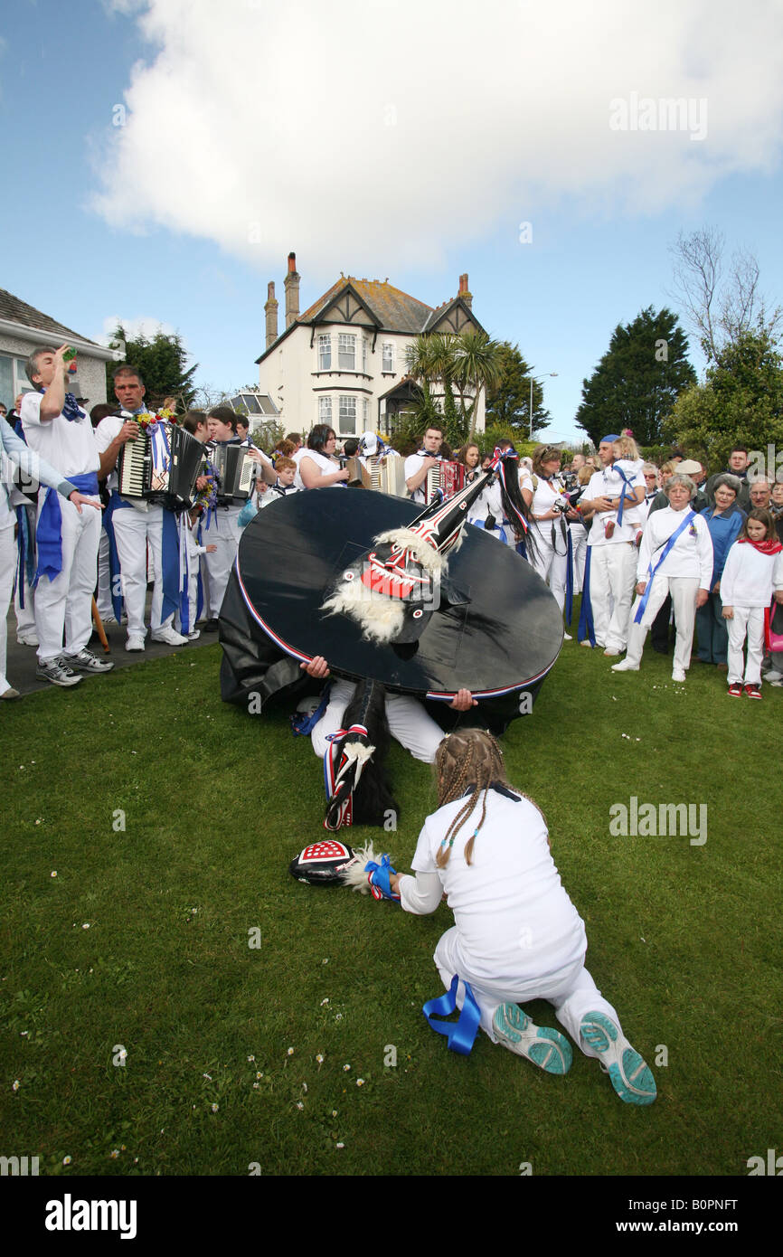Padstow Obby Oss, May Day, Padstow, Cornwall, UK Stock Photo