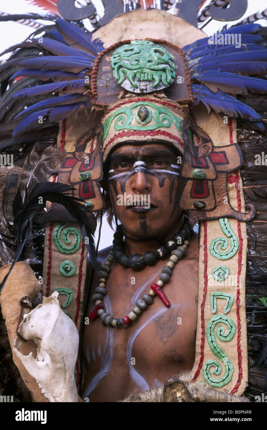 Aztec dancer, Playa del Carmen, Rivera Maya, Yucatan, Mexico Stock ...
