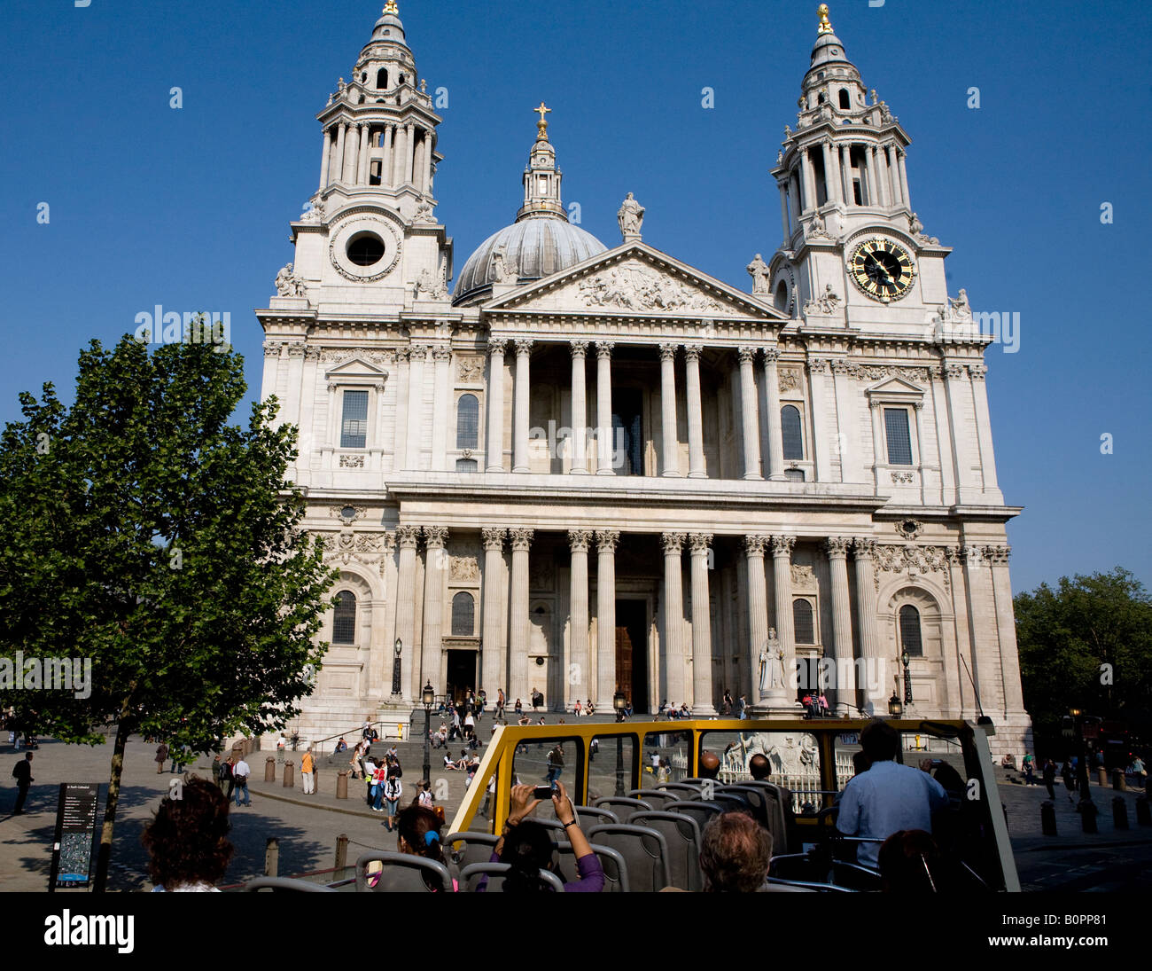 St Pauls Cathedral From An Open Top Tourist Bus London UK Europe Stock Photo