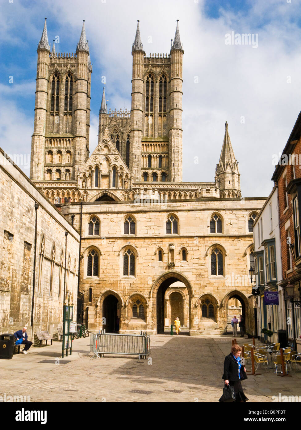 Exchequer Gate and Lincoln Cathedral, Lincoln city, England, UK Stock Photo