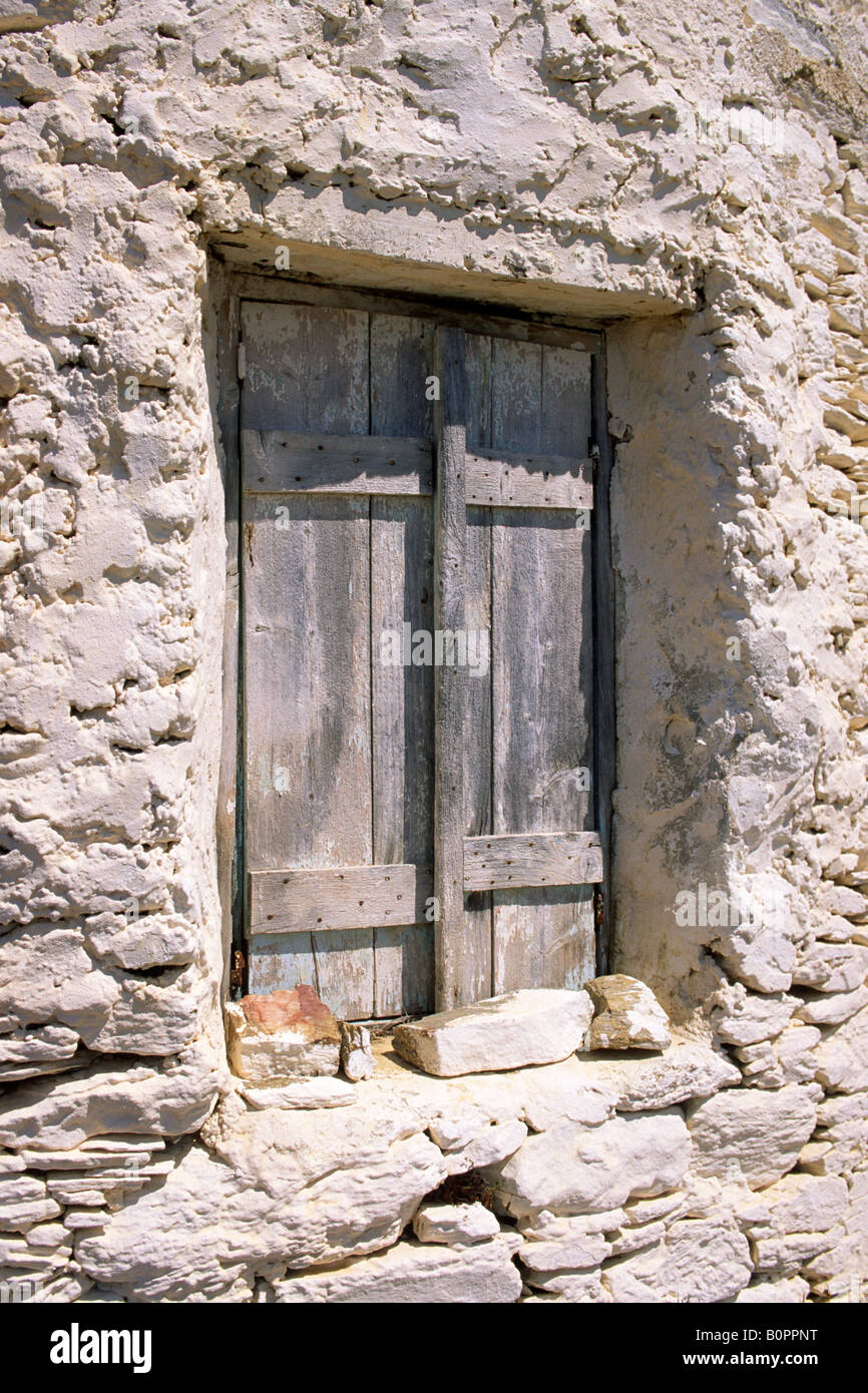 Greece Northeastern Aegean Islands Fourni Windmill Window Stock