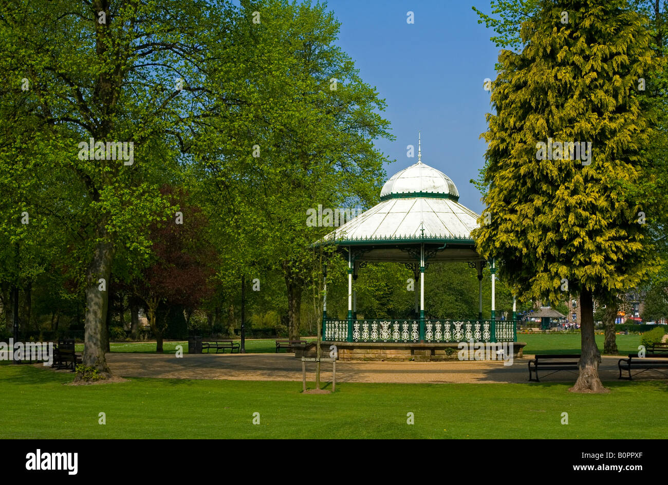 View of the bandstand in Hall Leys Park Matlock Derbyshire Peak District England UK Stock Photo