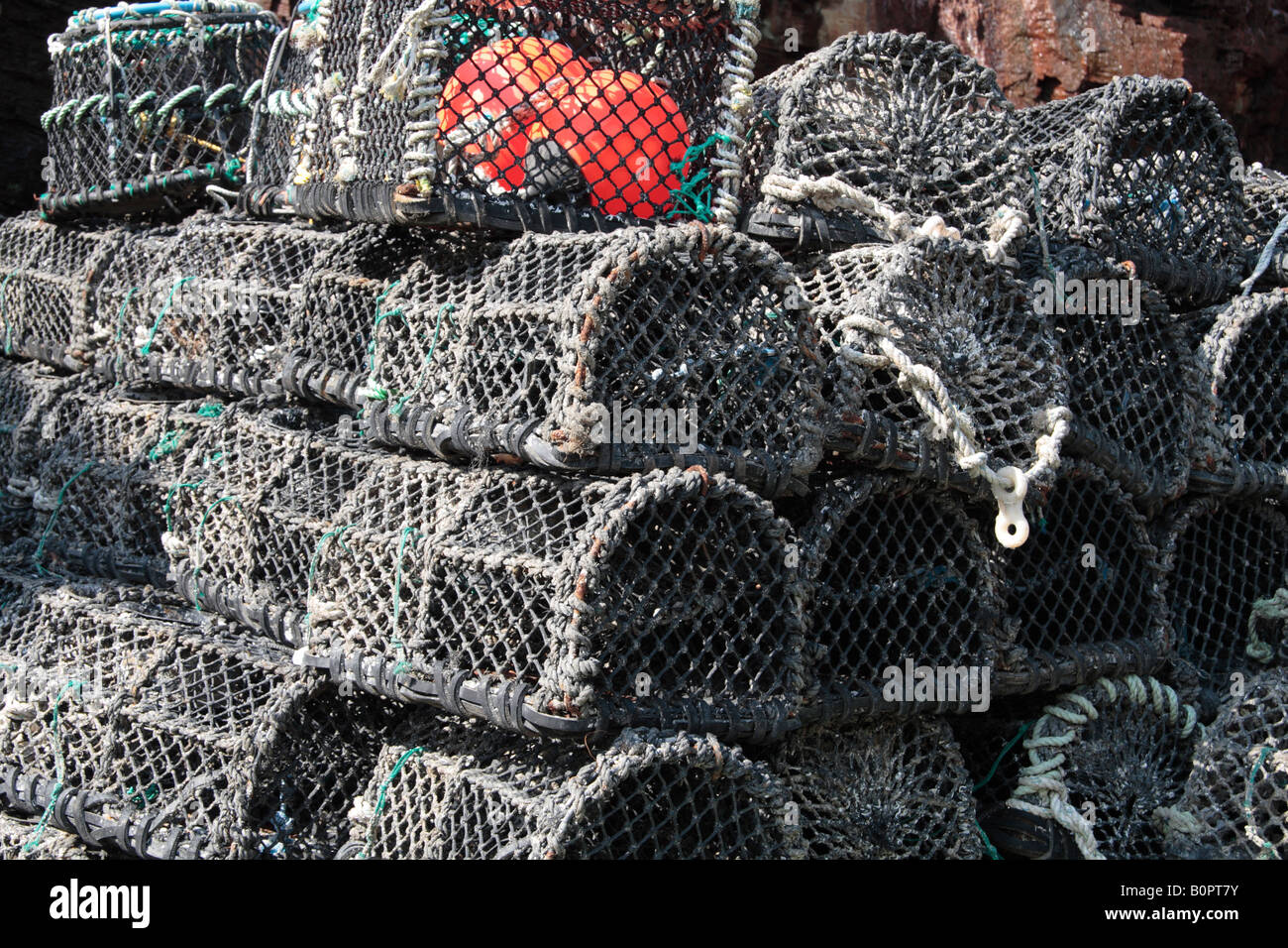 Lobster/crab pots at Boscastle Harbour, Cornwall Stock Photo Alamy