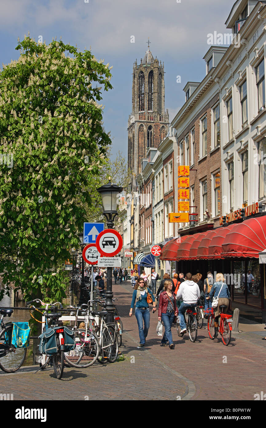 Utrecht City Center with the Dom Tower in the background Stock Photo