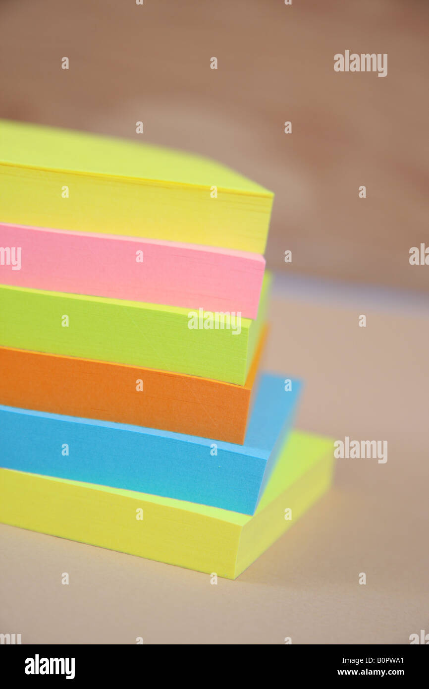 A stack of multicoloured adhesive notepads Stock Photo Alamy