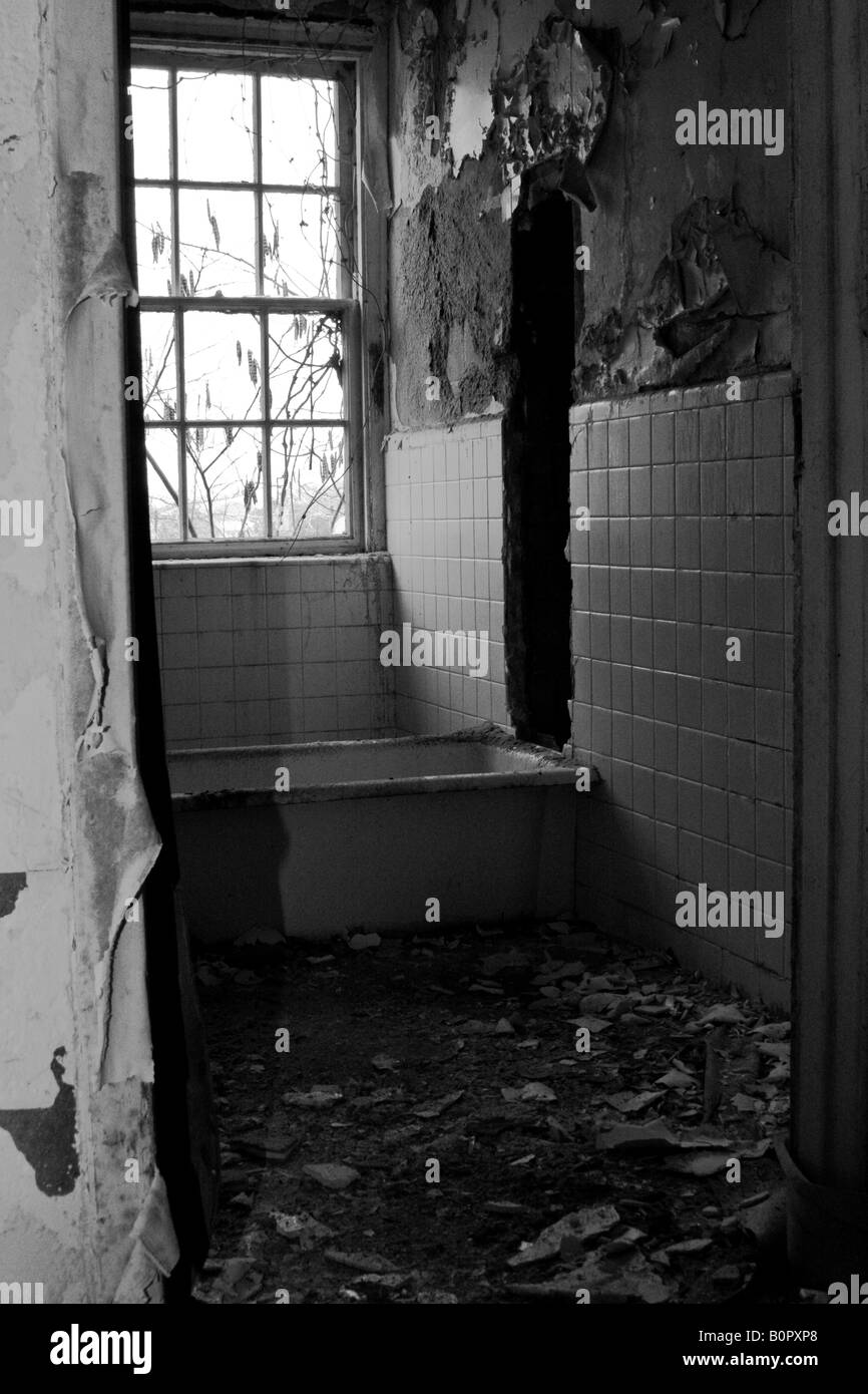 Tub in old mental institution. Stock Photo