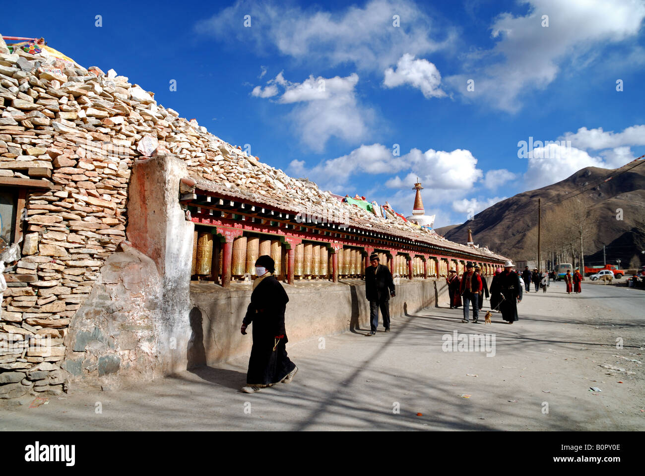 mani wall, om mani padme hum,Yushu,Qinghai Stock Photo