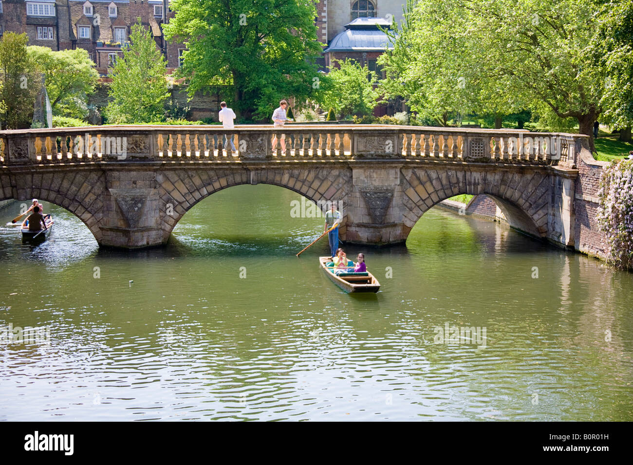 The 18th century old St John's College Bridge over the river Cam. Stock Photo