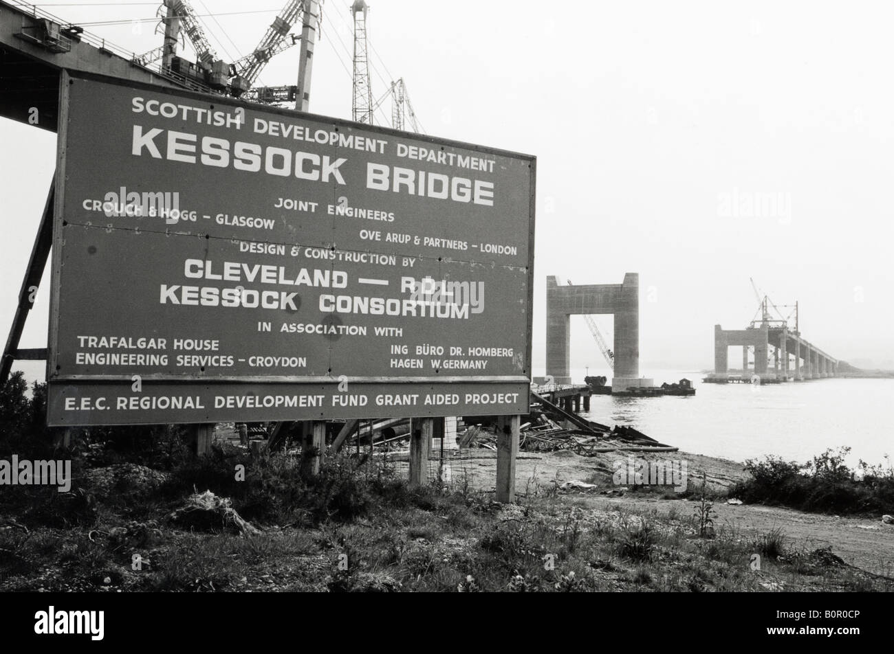 Kessock bridge Scotland under construction 1981 black and white Stock Photo