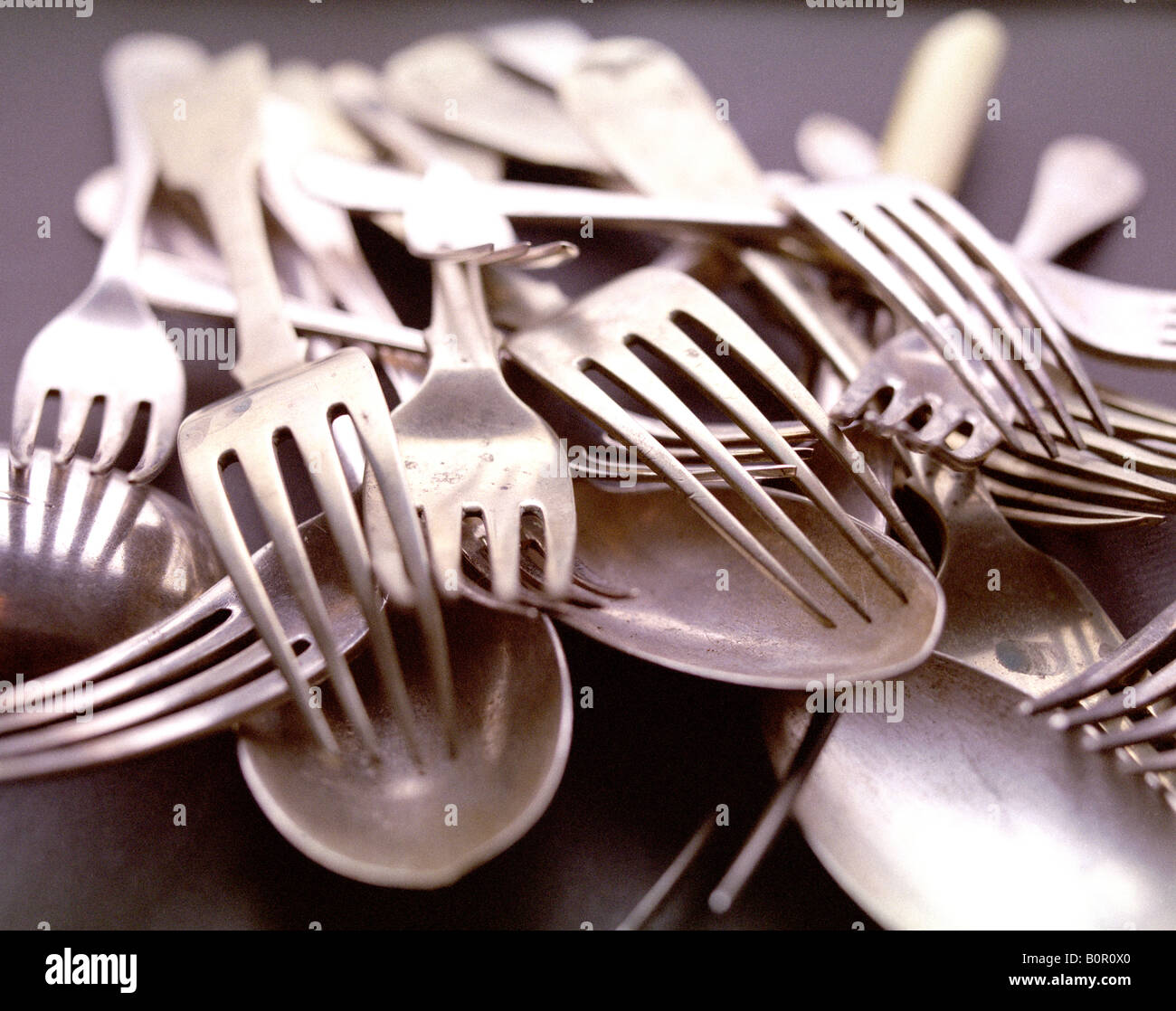 collection of old forks and spoons Stock Photo Alamy