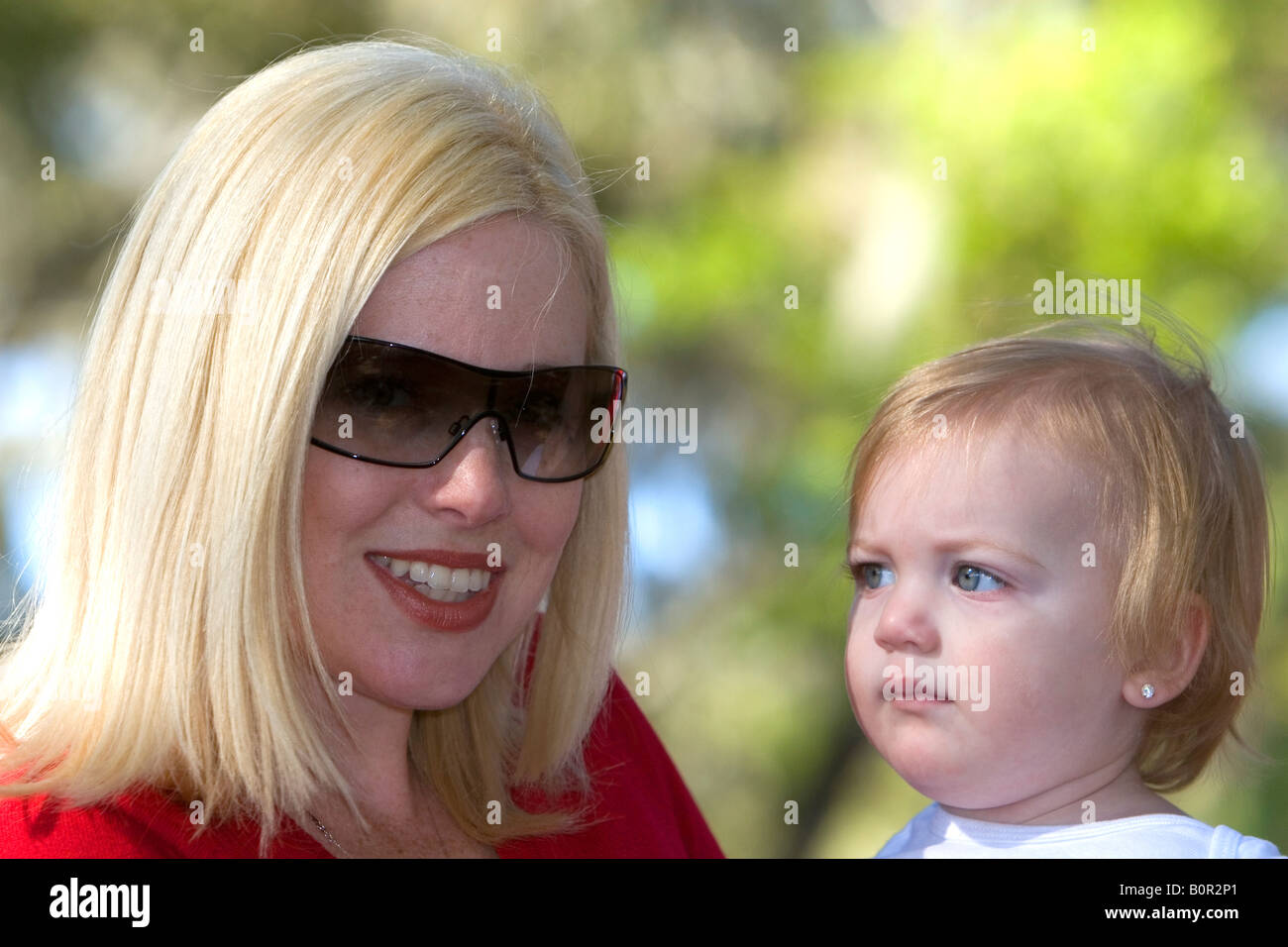 32 year old mother and 15 month old daughter in Tampa Florida Stock Photo